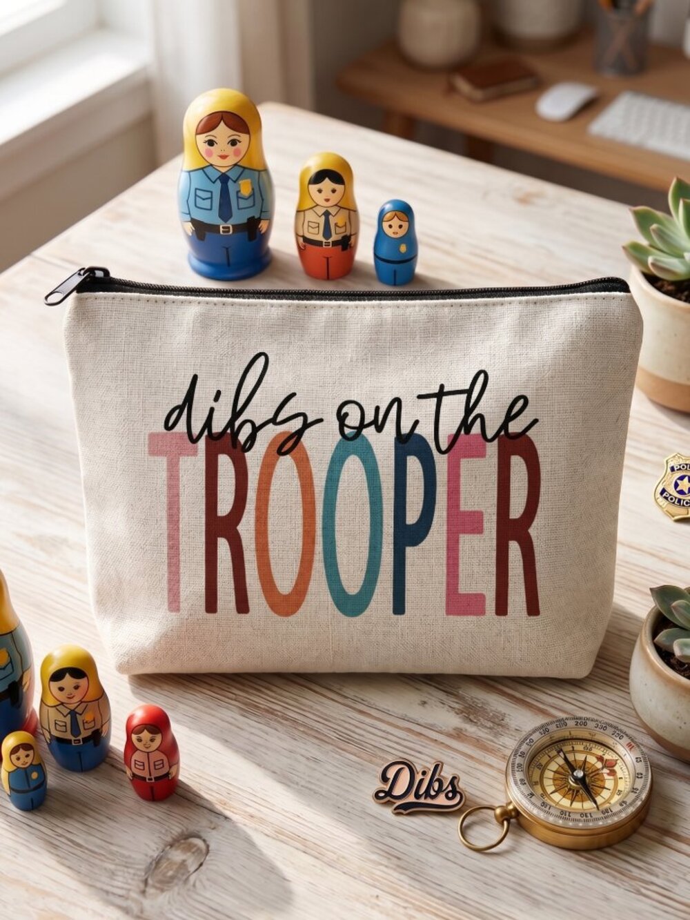 3/$20 NIP | Dibs On The Trooper Sarcastic Canvas Zipper Cosmetic Makeup Bag